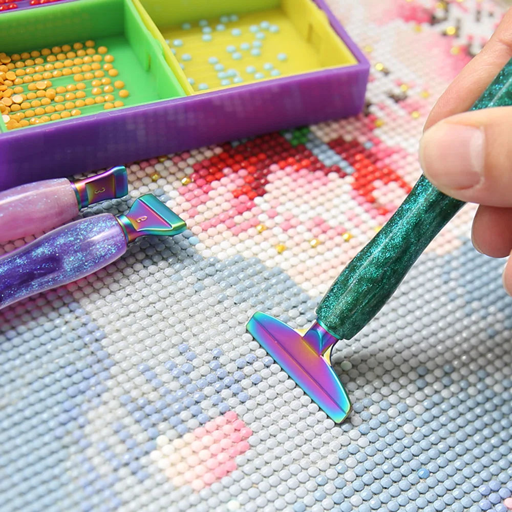 Cosmic Color 5D Resin Diamond Painting Pen Set With Metal Replacement Pen Heads and Multi Placers