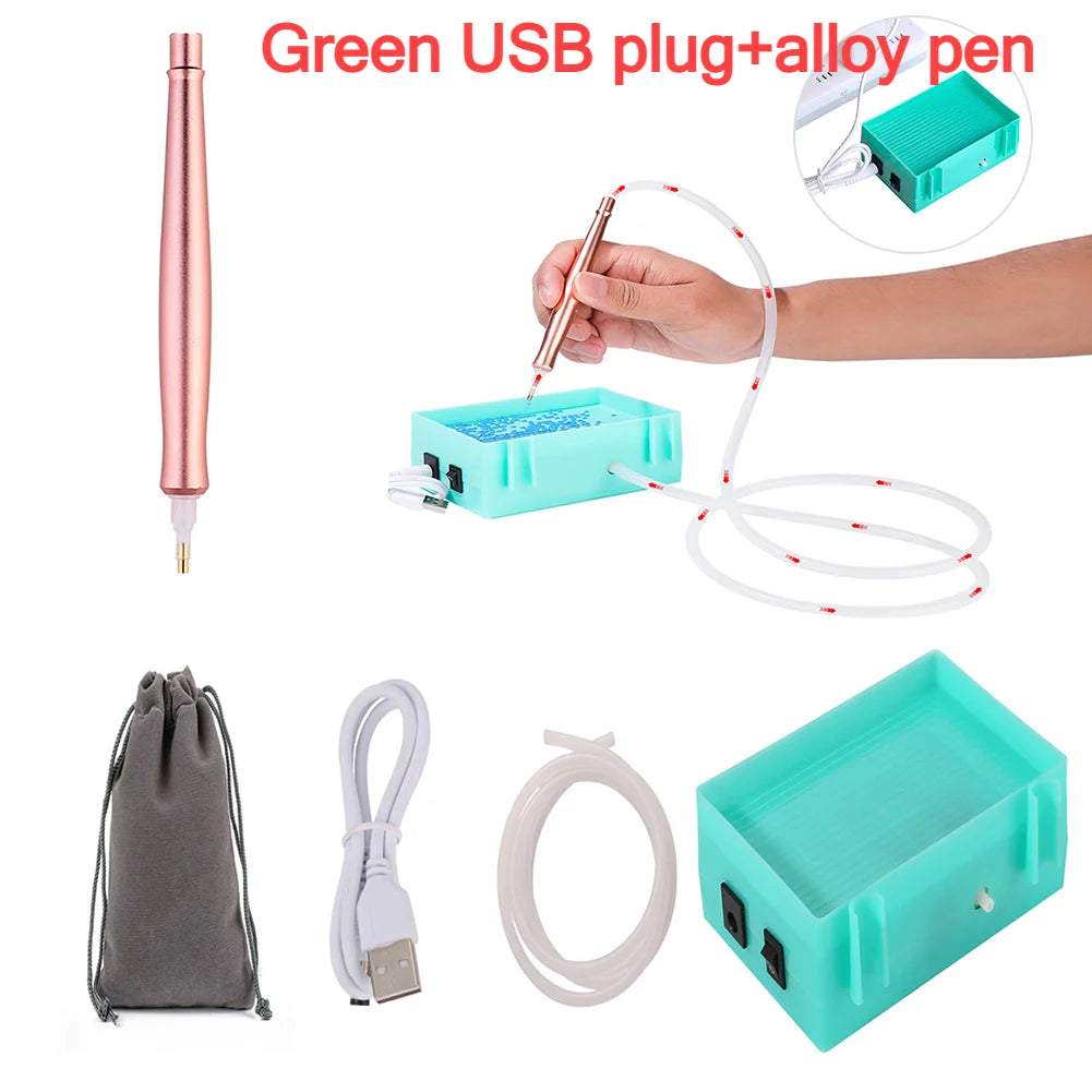 Electric USB-powered diamond painting drill suction tool and tray