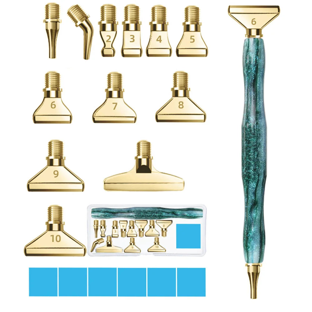 Cosmic Color 5D Resin Diamond Painting Pen Set With Metal Replacement Pen Heads and Multi Placers