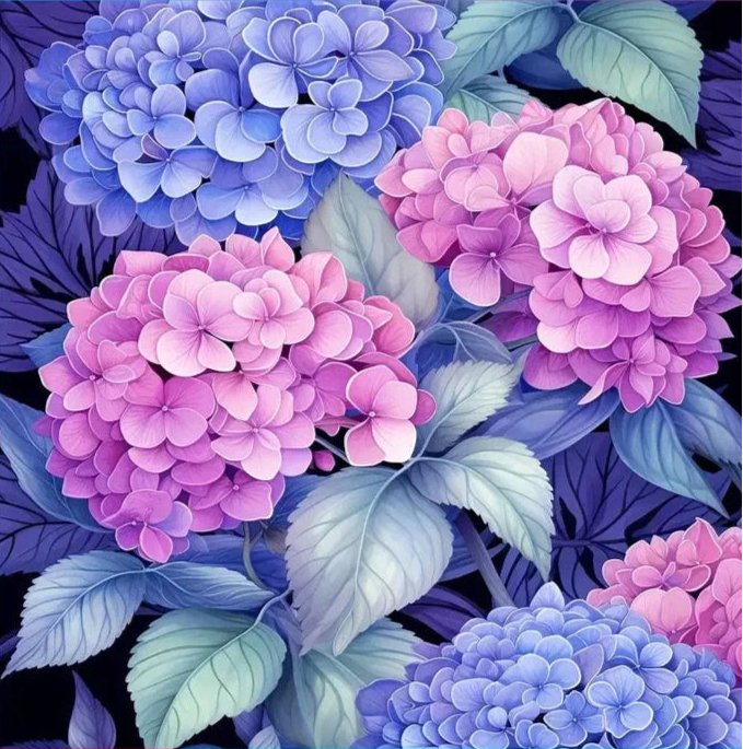 Luminous Hydrangeas - Special Fairy Dust Drill 5D Diamond Painting kit