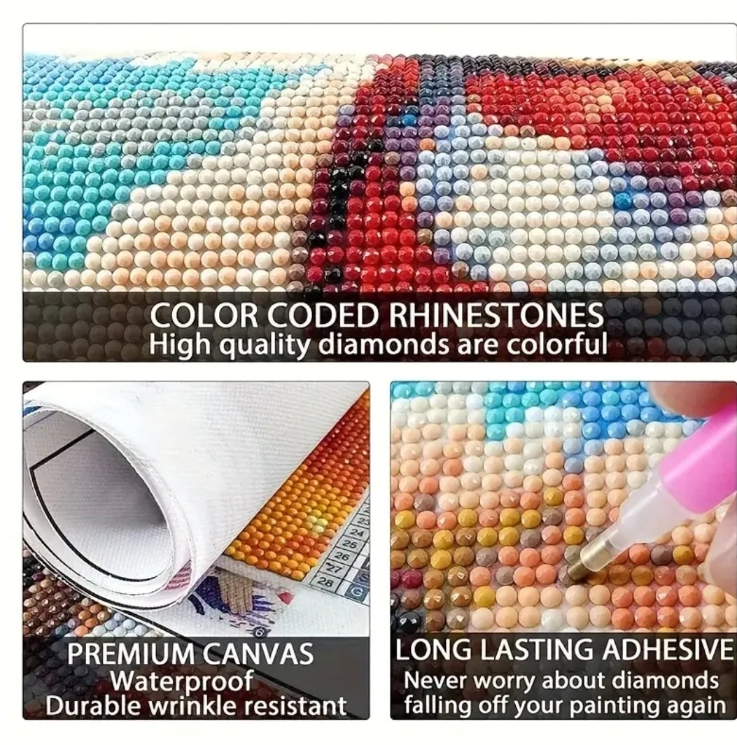 Close up view of the specially selected sparkling diamond rhinestones contained in this kit
