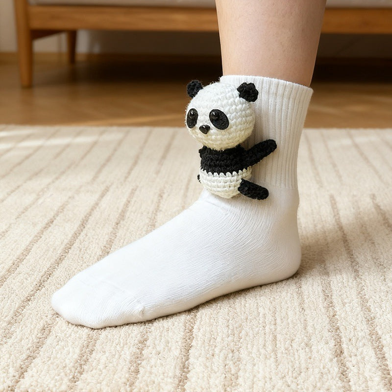 Plush crochet animal socks