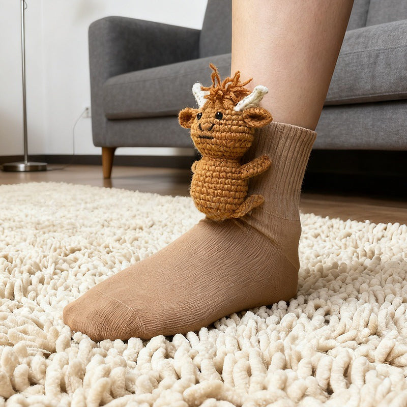 Plush crochet animal socks