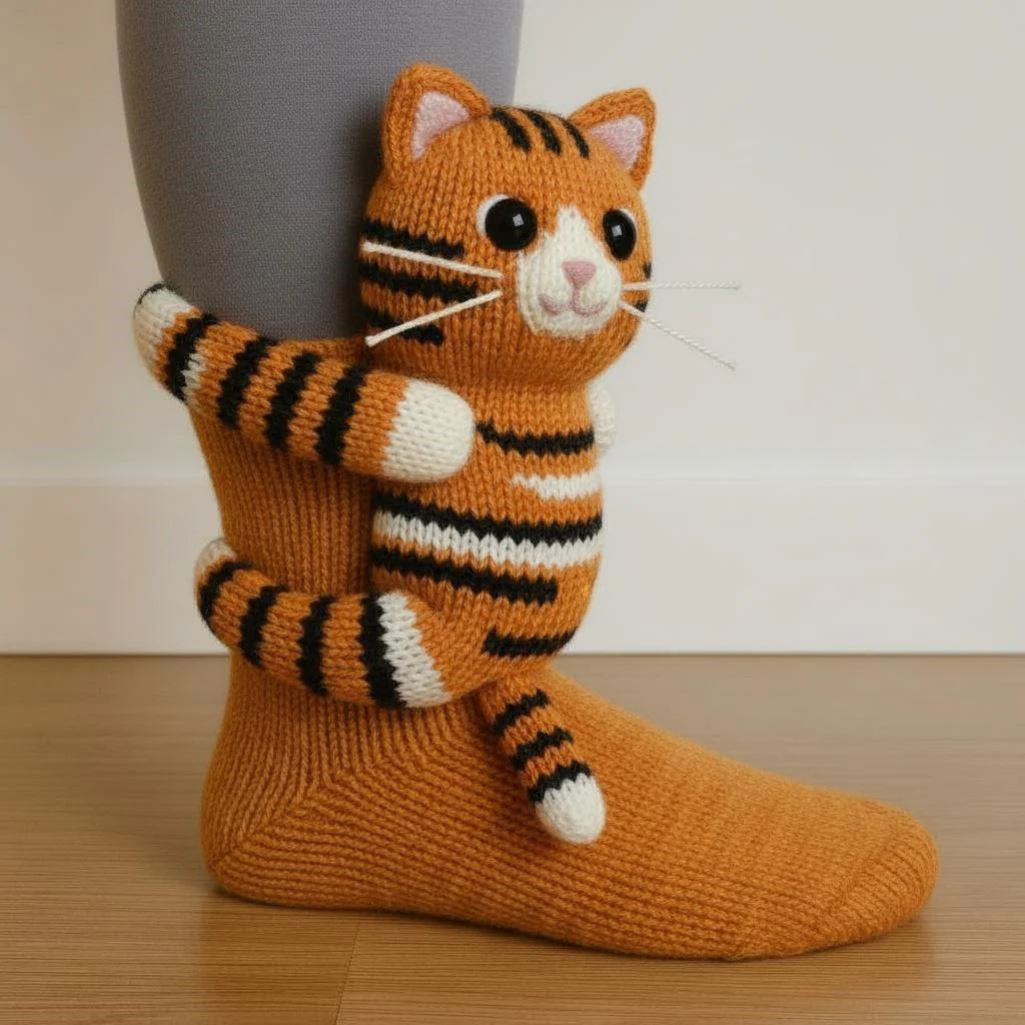 Plush crochet animal socks