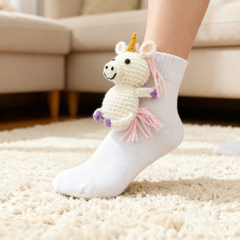 Plush crochet animal socks