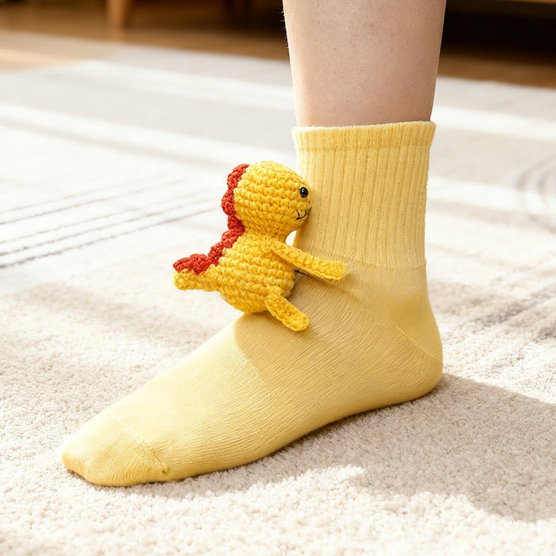 Plush crochet animal socks