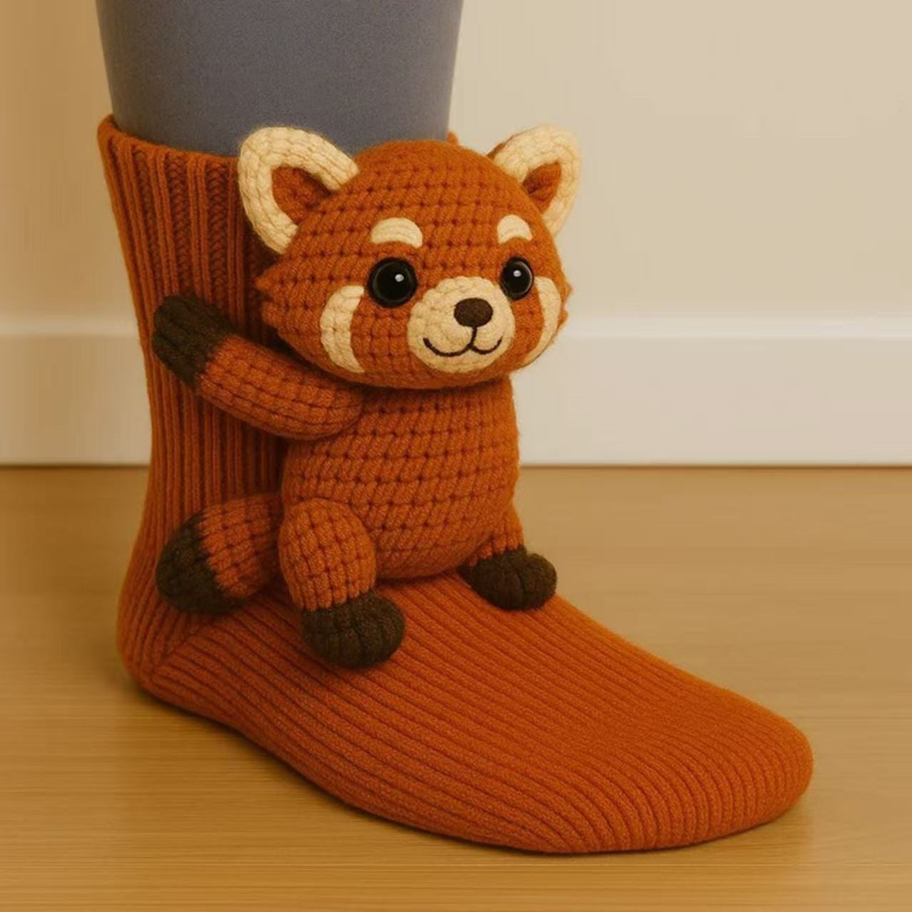 Plush crochet animal socks