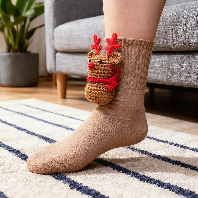 Plush crochet animal socks