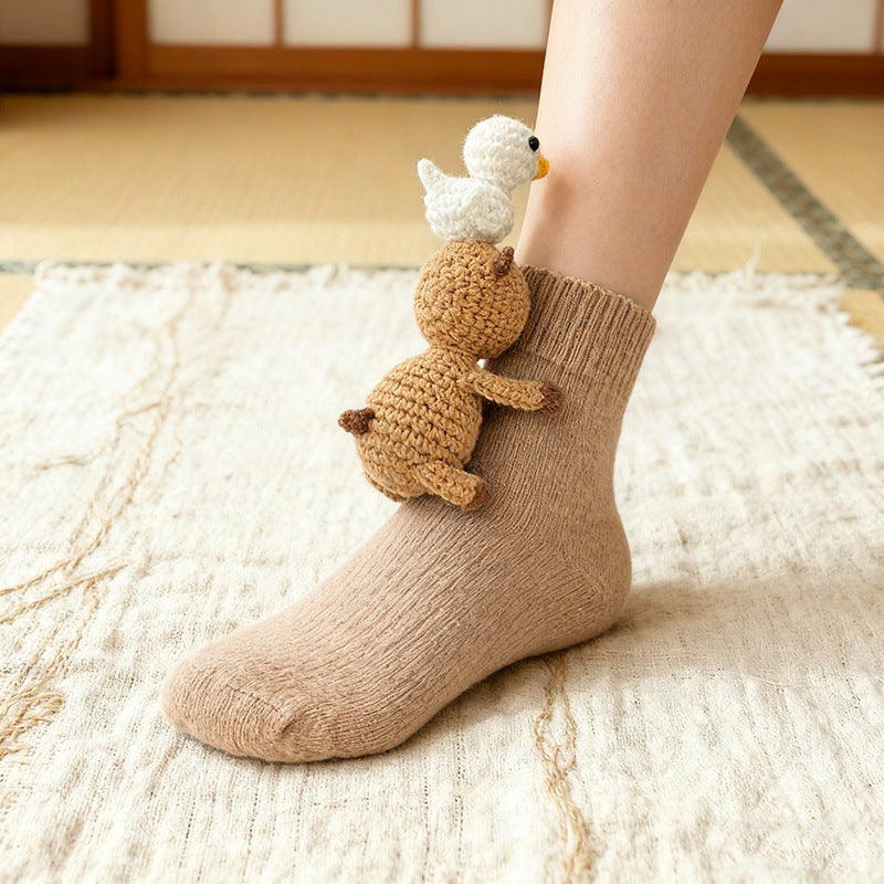 Plush crochet animal socks