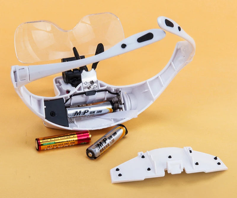 Magnifying glasses back side shown where batteries are inserted