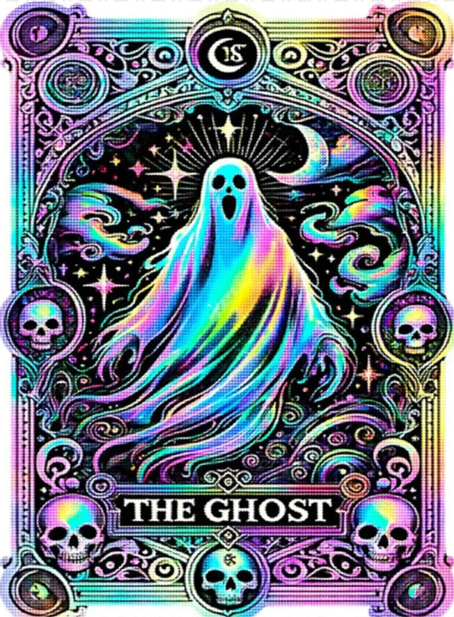 Diamond painting kit with a colorful ghost design 