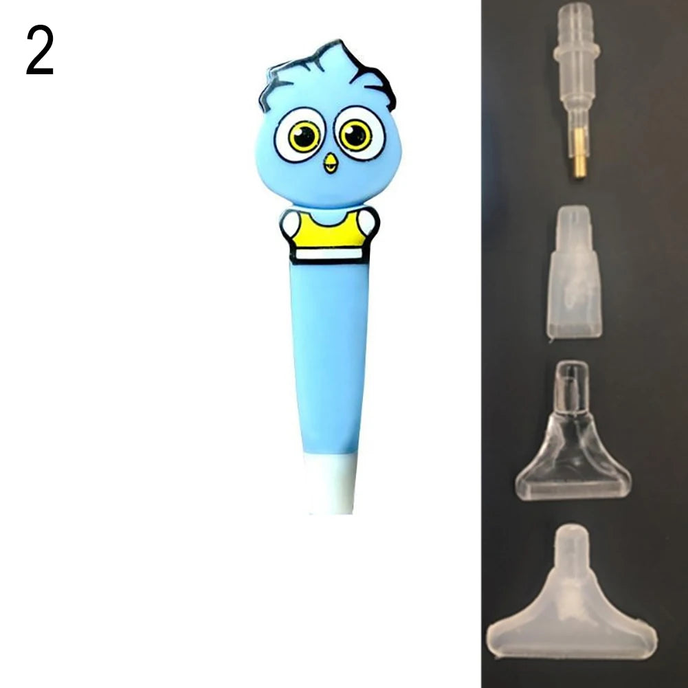Cute Cartoon diamond art pen with LED light