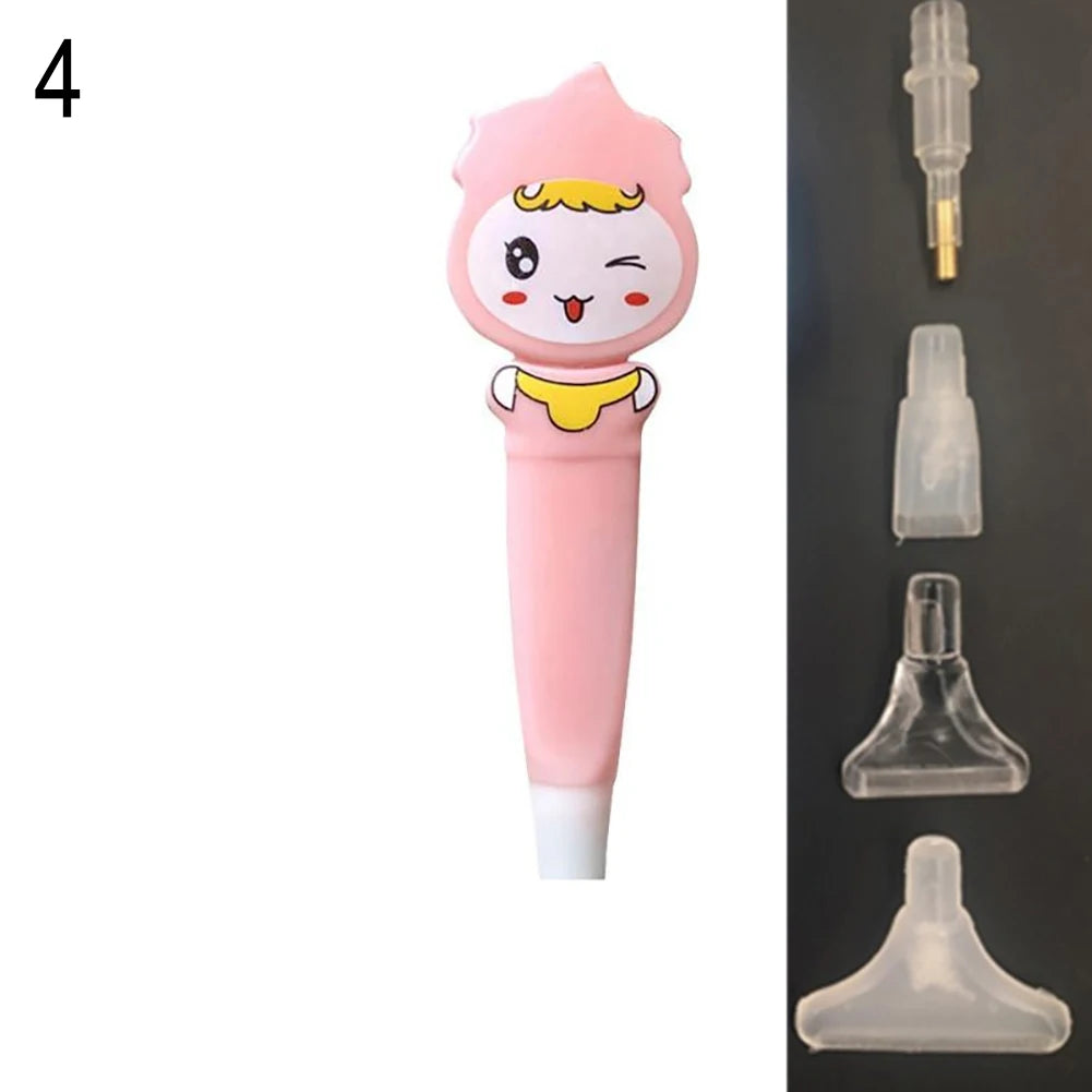 Cute Cartoon diamond art pen with LED light