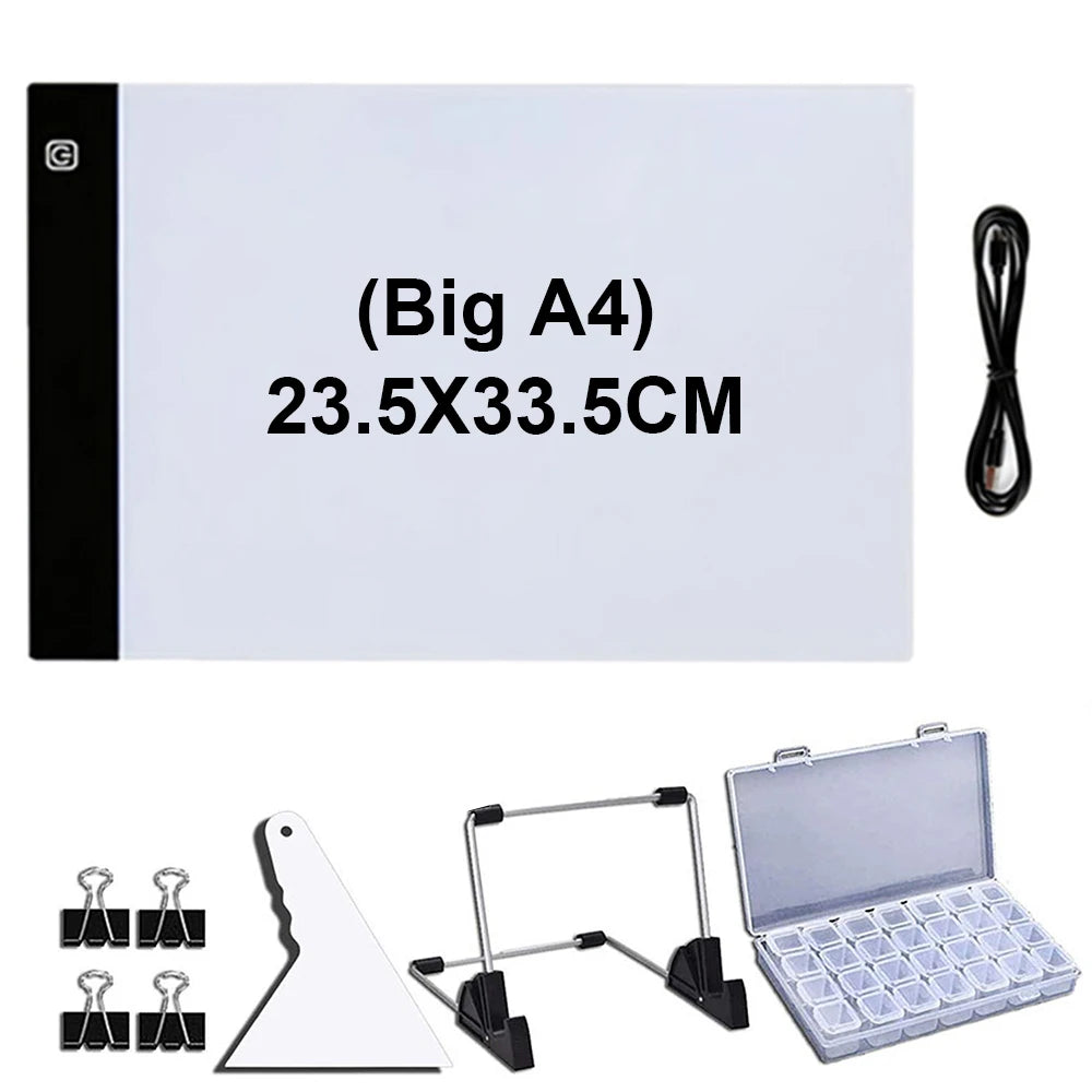 Dimmable Led Light Pad for tracing Diamond Painting Art  - A4 Size with Stand and Carrying Case
