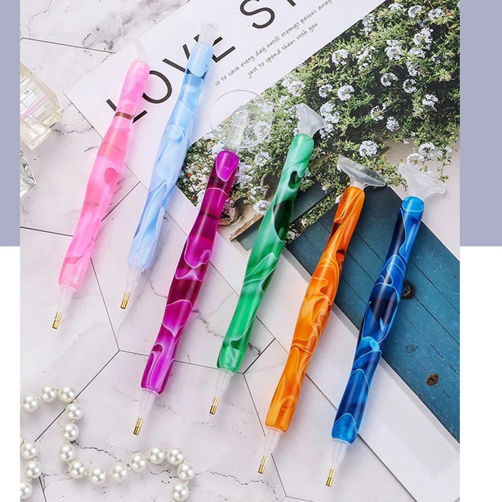 Swirly Colorful 5D Diamond Painting Pen With Metal Point Drill Heads and Multi Placer Pen Tips