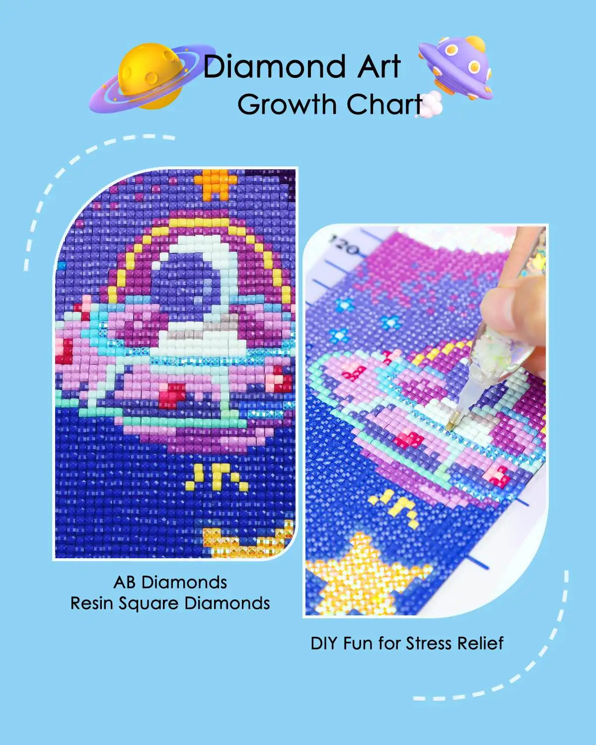 Astronaut Height Chart Decor Diamond Painting Kit | The Sparkle Nest