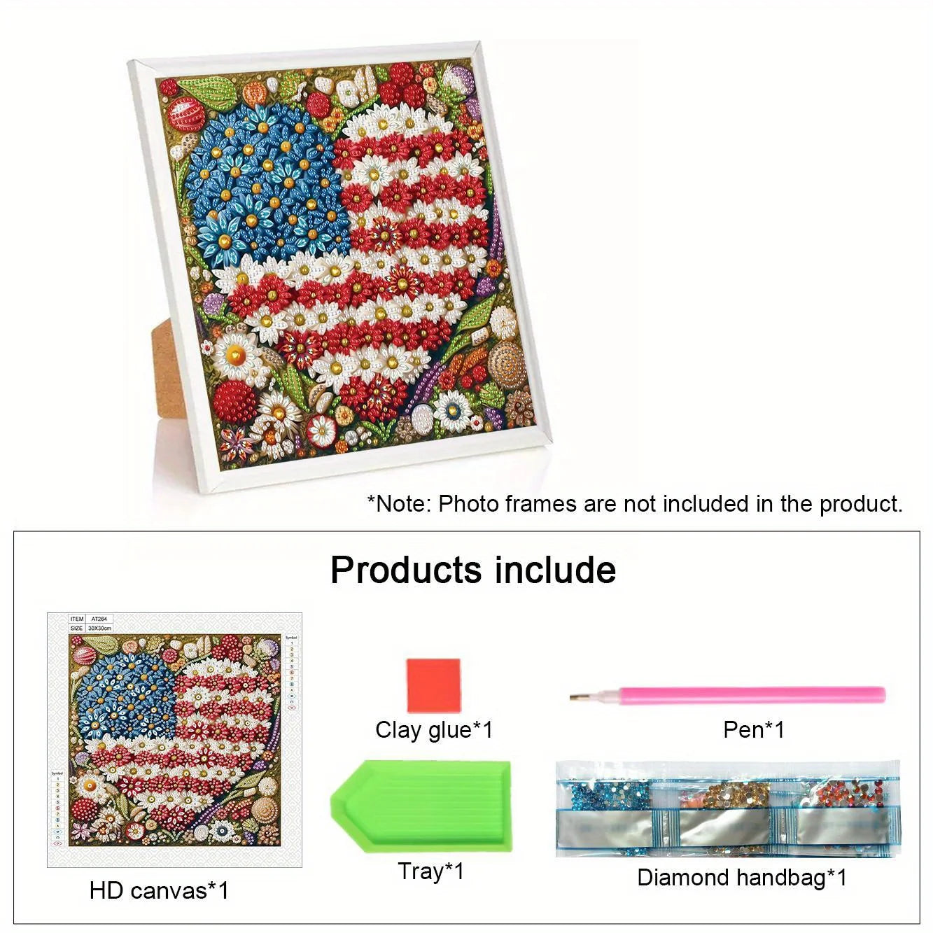 American Flag Heart 5D Diamond Art Kit for Beginners