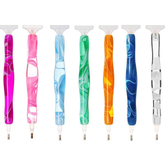 Swirly Colorful 5D Diamond Painting Pen With Metal Point Drill Heads and Multi Placer Pen Tips