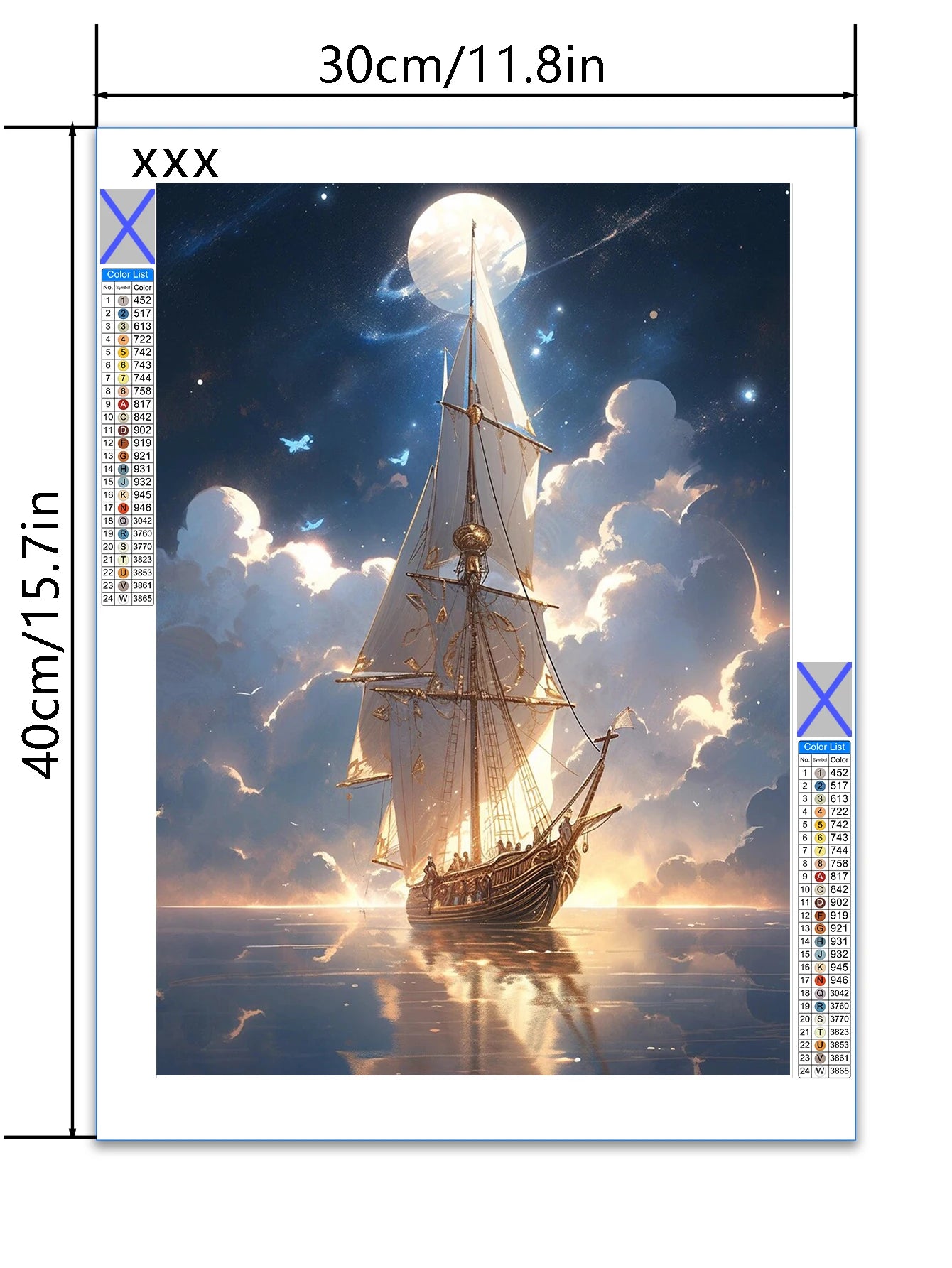 Moon Boat 5D diamond painting, Advanced set