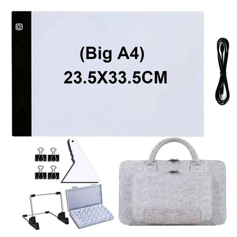 Dimmable Led Light Pad for tracing Diamond Painting Art  - A4 Size with Stand and Carrying Case