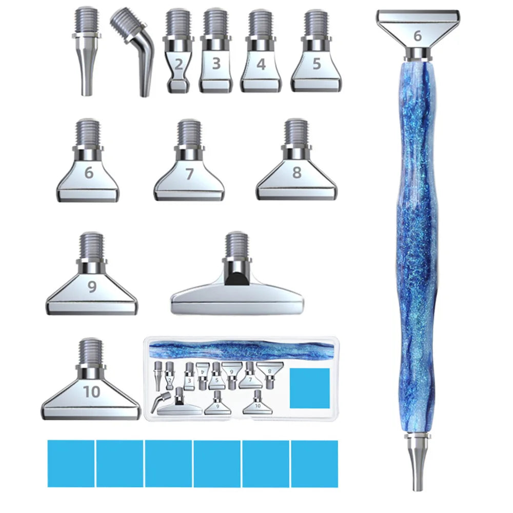 Cosmic Color 5D Resin Diamond Painting Pen Set With Metal Replacement Pen Heads and Multi Placers