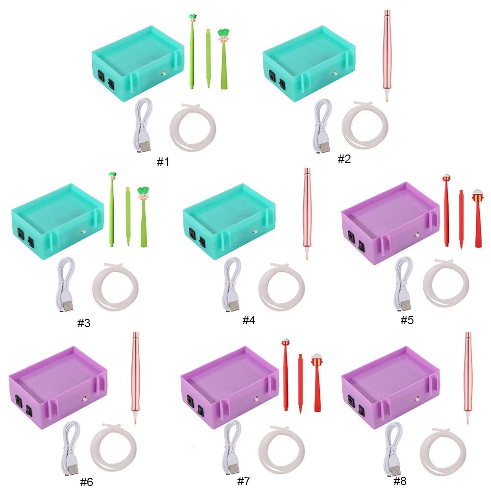 Electric USB-powered diamond painting  drill suction tools and trays various colors, pend styles and grips