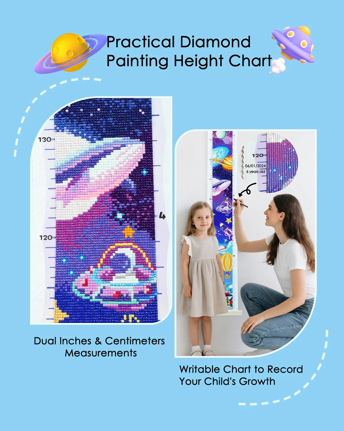 Astronaut Height Chart Decor Diamond Painting Kit | The Sparkle Nest