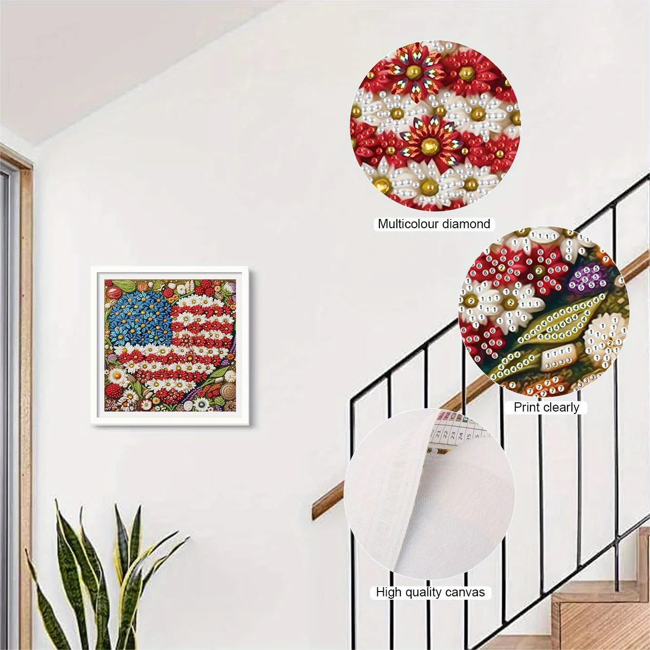 American Flag Heart 5D Diamond Art Kit for Beginners