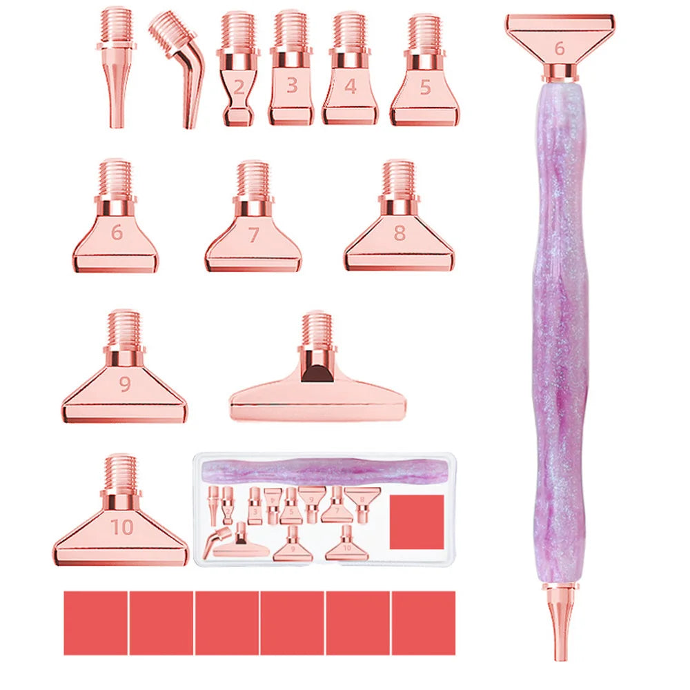 Cosmic Color 5D Resin Diamond Painting Pen Set With Metal Replacement Pen Heads and Multi Placers