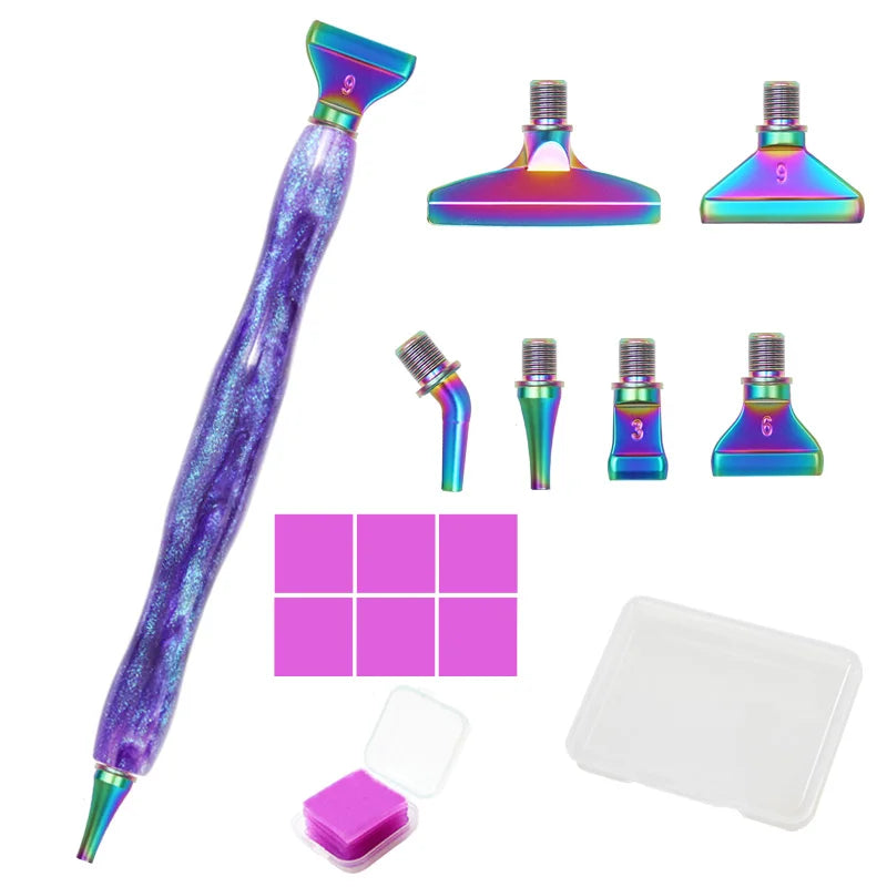 Cosmic Color 5D Resin Diamond Painting Pen Set With Metal Replacement Pen Heads and Multi Placers