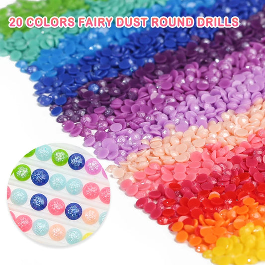 Specialty Fairy Dust Round Diamond Drills – 20 Colors x 1000 Pcs Per Color