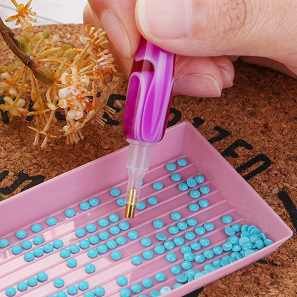 Swirly Colorful 5D Diamond Painting Pen With Metal Point Drill Heads and Multi Placer Pen Tips