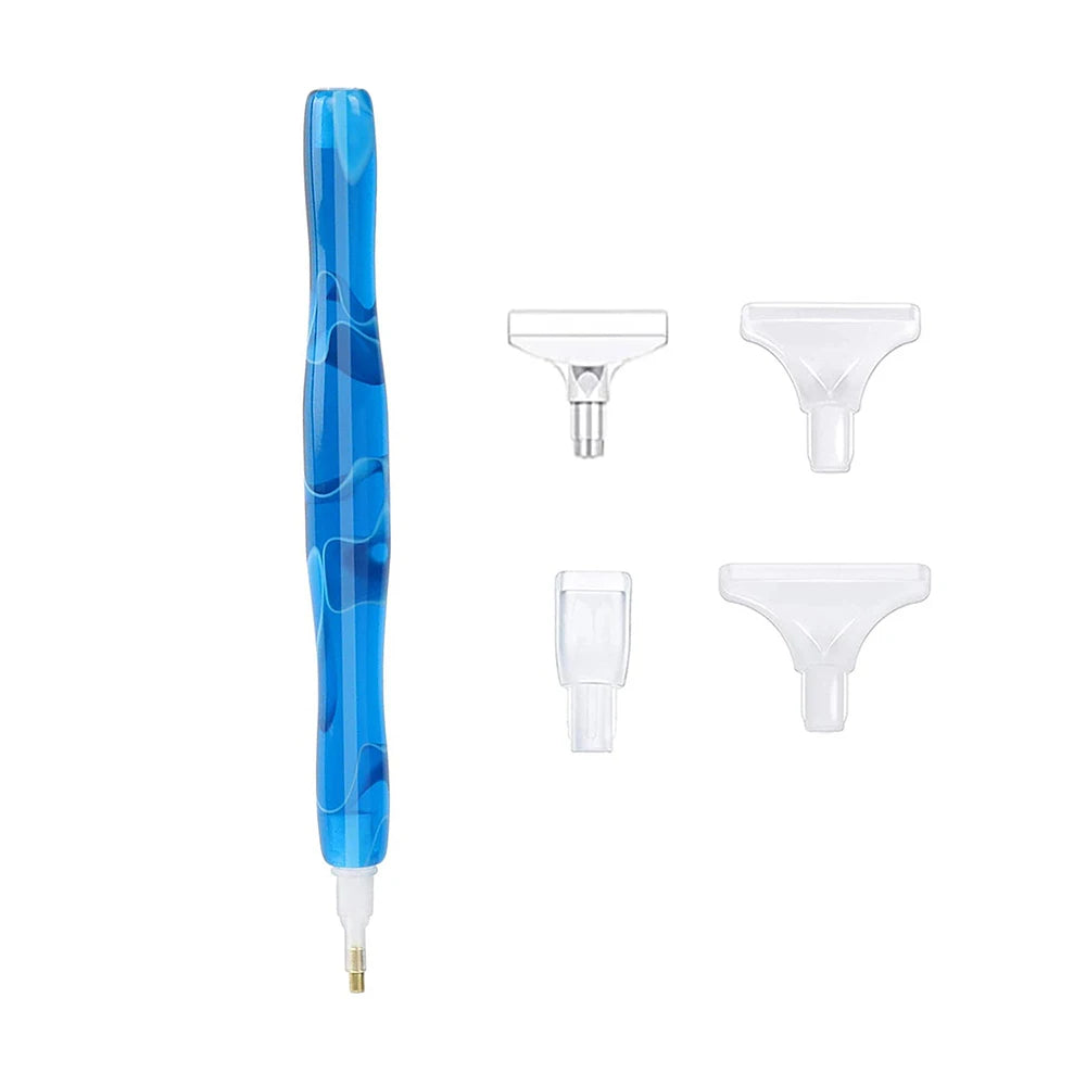 Swirly Colorful 5D Diamond Painting Pen With Metal Point Drill Heads and Multi Placer Pen Tips
