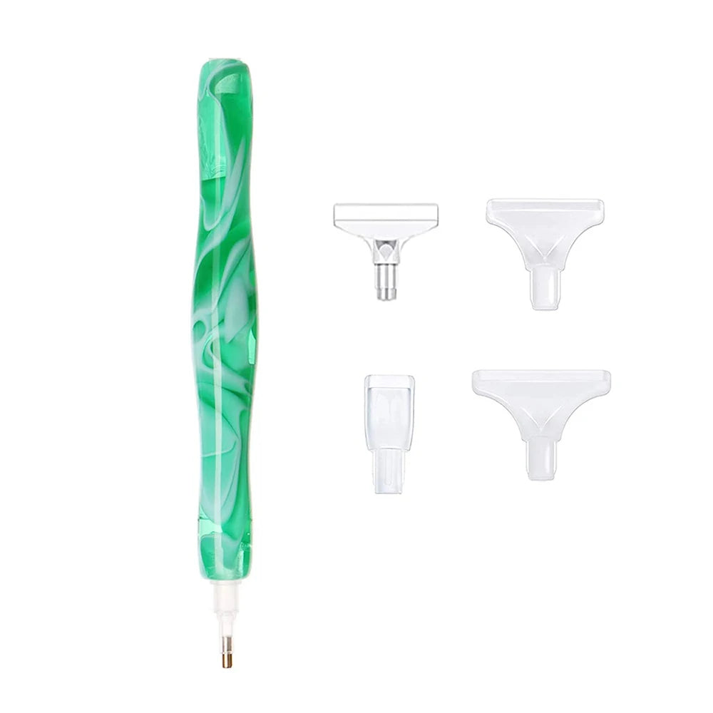 Swirly Colorful 5D Diamond Painting Pen With Metal Point Drill Heads and Multi Placer Pen Tips