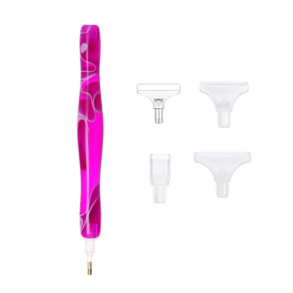 Swirly Colorful 5D Diamond Painting Pen With Metal Point Drill Heads and Multi Placer Pen Tips