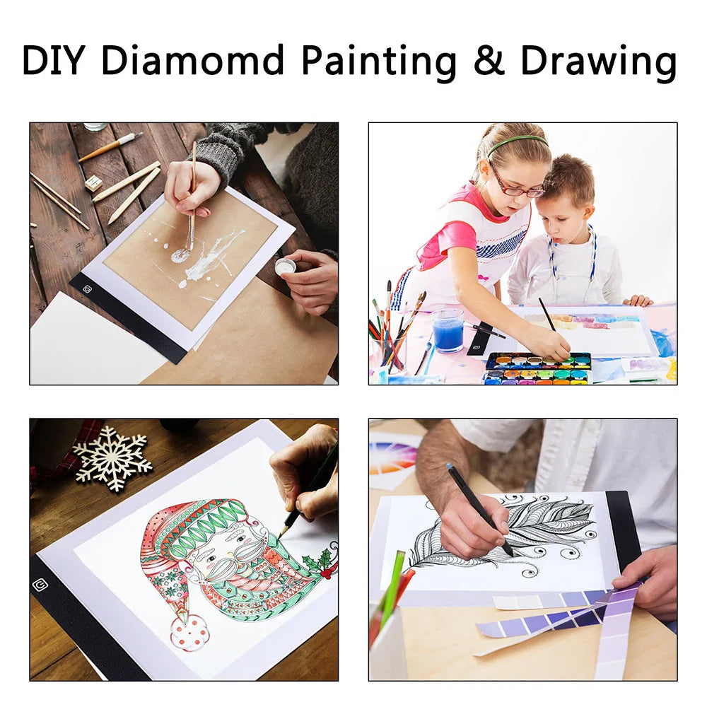 Dimmable Led Light Pad for tracing Diamond Painting Art  - A4 Size with Stand and Carrying Case
