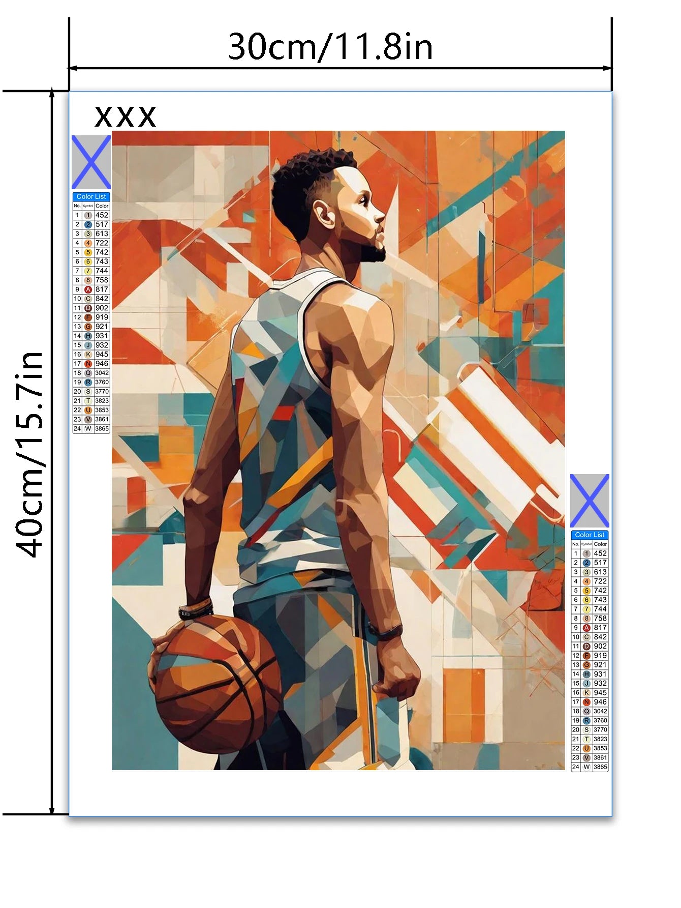 dimensions of Sports memorabilia basketball diamond painting Steph Curry fan art 11.8 x 5.7 inches