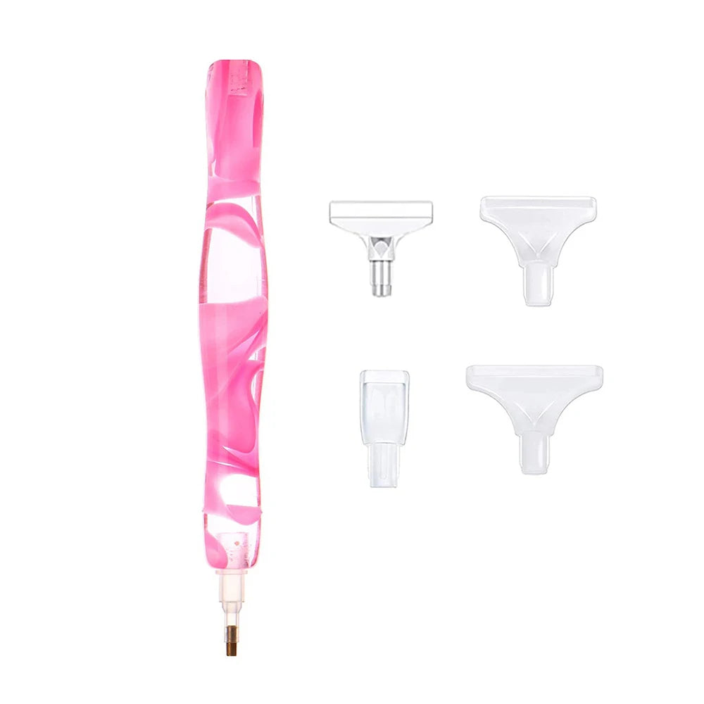 Swirly Colorful 5D Diamond Painting Pen With Metal Point Drill Heads and Multi Placer Pen Tips