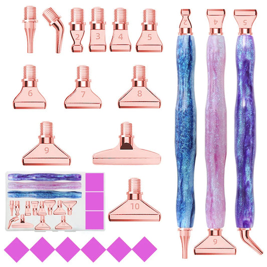 Cosmic Color 5D Resin Diamond Painting Pen Set With Metal Replacement Pen Heads and Multi Placers