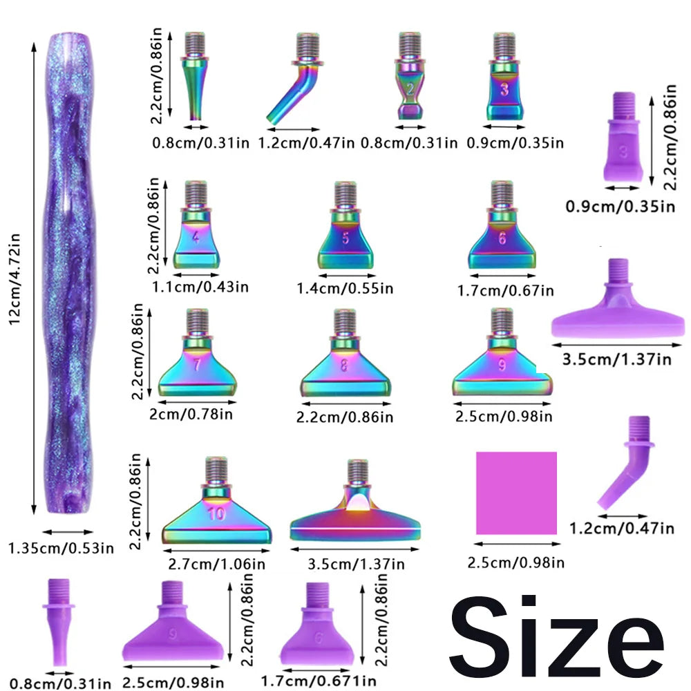 Cosmic Color 5D Resin Diamond Painting Pen Set With Metal Replacement Pen Heads and Multi Placers