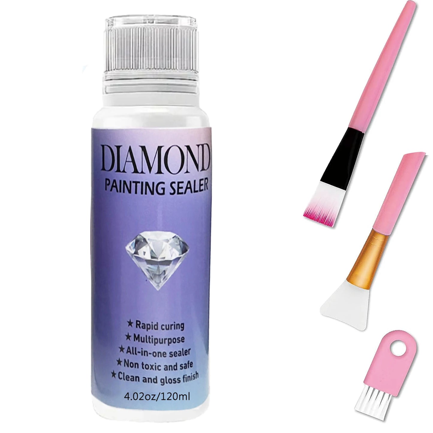 60ML/120ML/200ML Diamond Painting Sealer with 3 Pcs Brushes