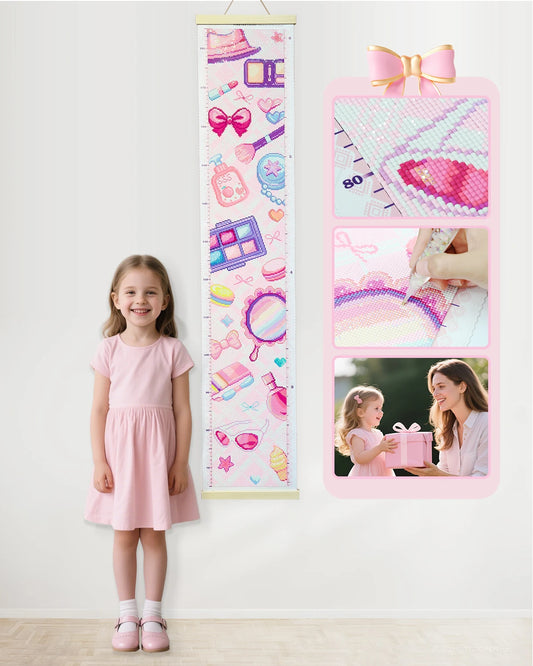 Pretty in Pink Girls Height Chart Diamond Painting  | The Sparkle Nest