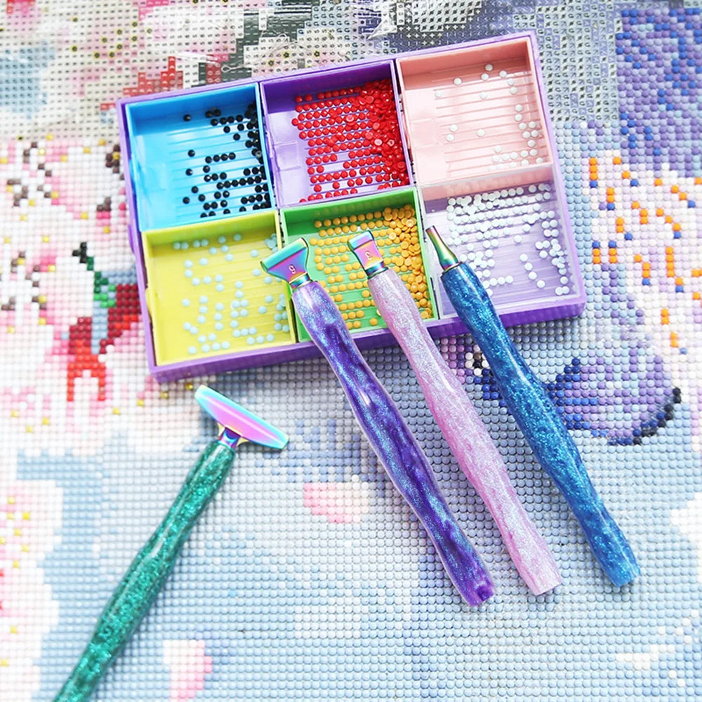 Cosmic Color 5D Resin Diamond Painting Pen Set With Metal Replacement Pen Heads and Multi Placers
