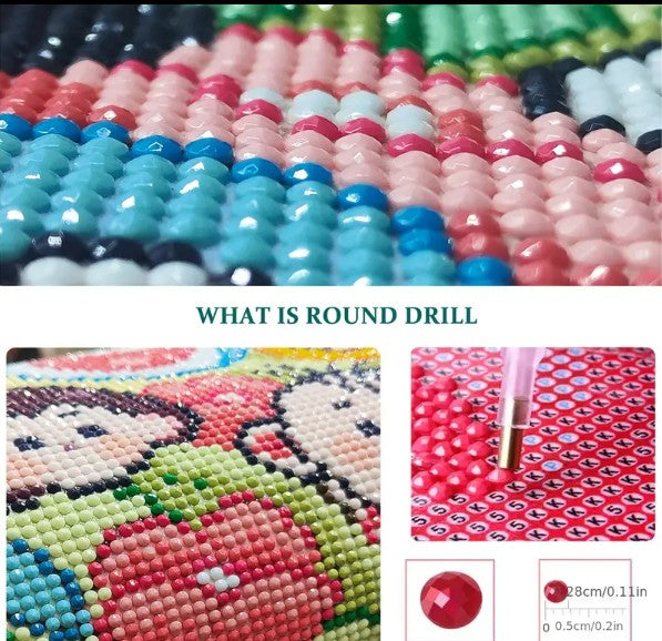 Close up of the round diamond drills that come included in the package.