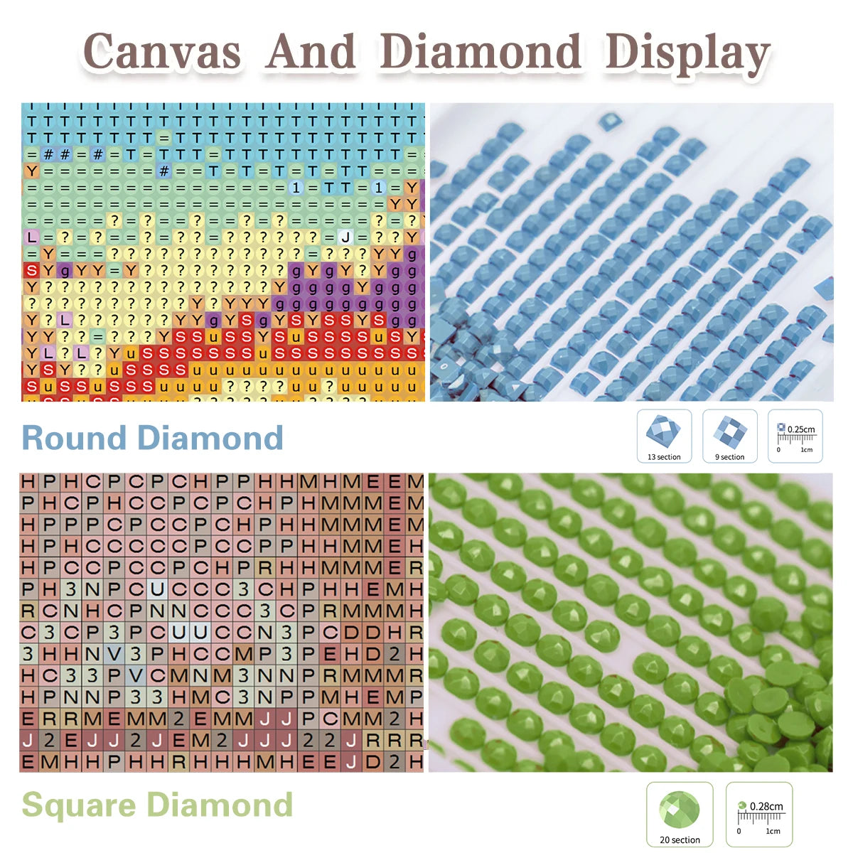Example of diamond canvas and our high quality round and square drills