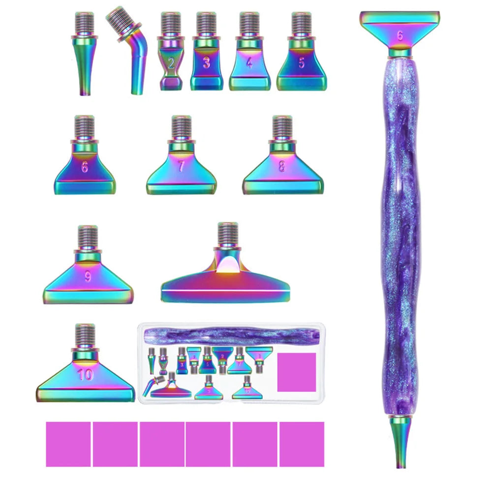 Cosmic Color 5D Resin Diamond Painting Pen Set With Metal Replacement Pen Heads and Multi Placers