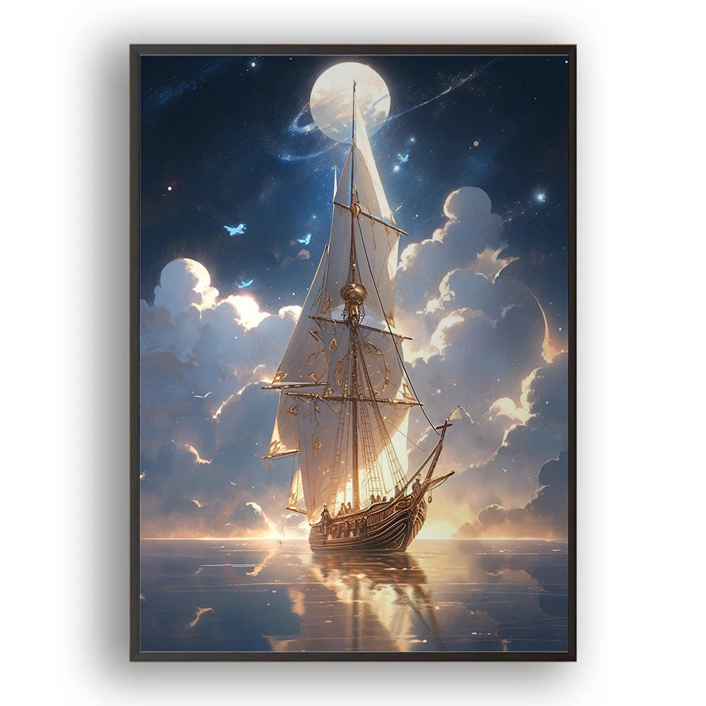 Moon Boat 5D diamond painting, Advanced set