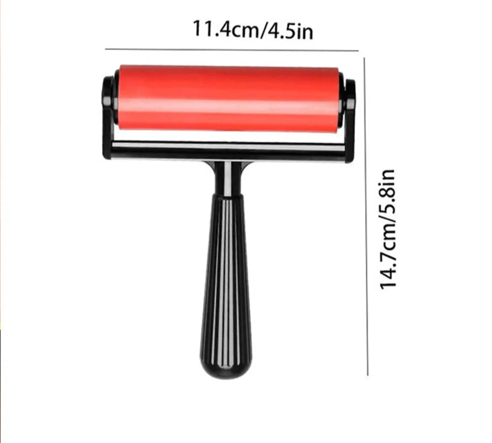 a high quality plastic bright red roller for diamond paintings that measures 4.5 inches by 5.8 inches
