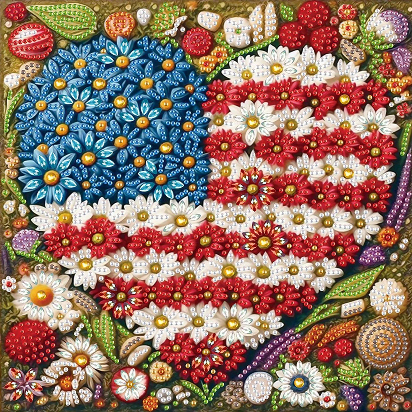 American Flag Heart 5D Diamond Art Kit for Beginners