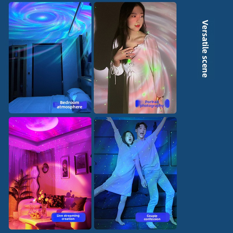 Dual-effect UFO starry sky projector light